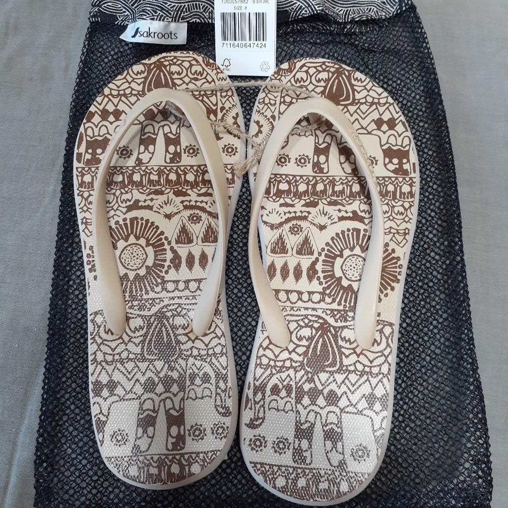 Sakroots Brown Sandals with Intricate Patterns